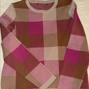 Plaid Women's Sweater - Pink and Brown